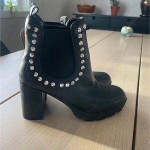 Studded ladies boots size 8, Black Studded Ankle Boots for women size 8